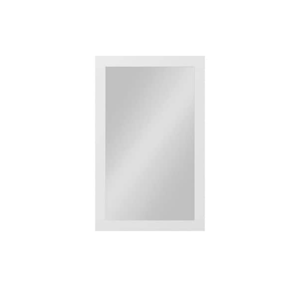 N/A 32 in. x 21 in. Mid-Century Rectangle Framed White Decorative Mirror