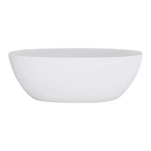 65 in. x 30 in. Stone Resin Freestanding Flatbottom Soaking Bathtub with Right Drain in Matte White