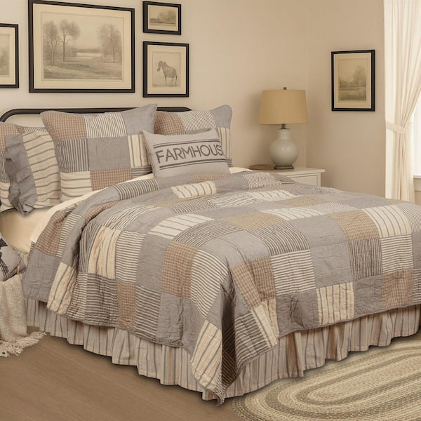 Sawyer Mill Charcoal Farmhouse Patchwork Luxury King Cotton Quilt