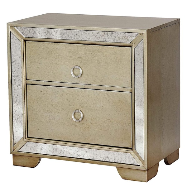 William's Home Furnishing Loraine Champagne Glam Style Nightstand ...