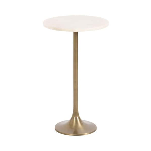Baronet 14 in. White Round Marble End Table