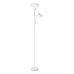 Delilah 72 in. Matte White Torchiere Floor Lamp with Adjustable Reading Light