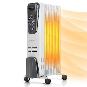 1500-Watt Gray Electric Oil Filled Radiator Space Heater 5.7 Fin Thermostat Room Radiant
