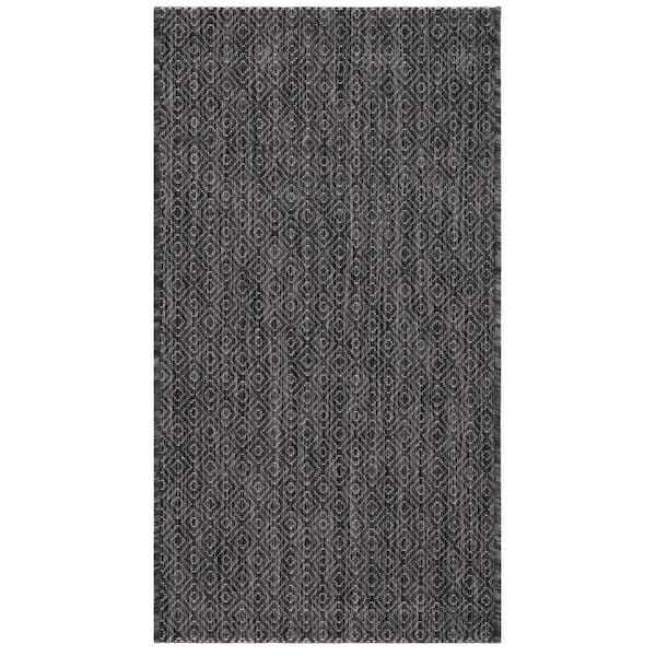 Courtyard Black/Gray 2 ft. x 4 ft. Dotted Diamond Indoor/Outdoor Area Rug