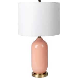 Monroe Pink Linen Drum 26 in. Table Lamp (1-Light)