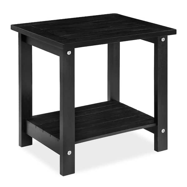 Rectangular Wooden Outdoor Side Table, Black L0CXJ1WXQ9 - The Home Depot