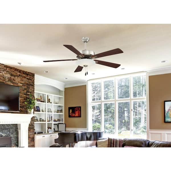 Contractor Uni-Pack 52 in. Integrated LED Indoor Brushed Nickel Ceiling Fan with Light