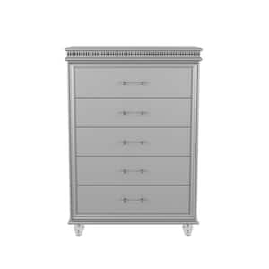 Litzler 5-Drawer Silver Chest of Drawers (54 in. H x 37.63 in. W x 17.38 in. D)