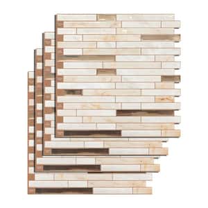 12 in. x 12 in. Beige with Metallic Copper Peel and Stick Wall Tile, Vinyl Backsplash for Kitchen (10-Pack)