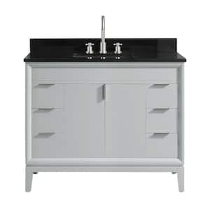Emma 43 in. W x 22 in. D x 35 in. H Bath Vanity in Dove Gray with Granite Vanity Top in Black with White with Basin