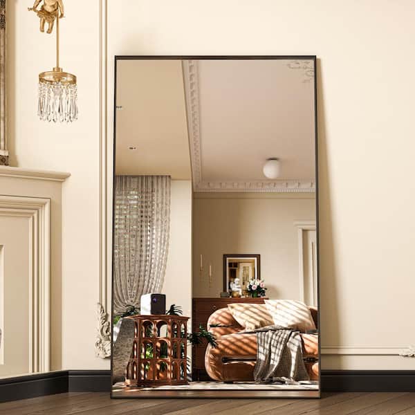 ORGANNICE 36 in. W x 60 in. H Rectangle Framed Black Tempered Glass