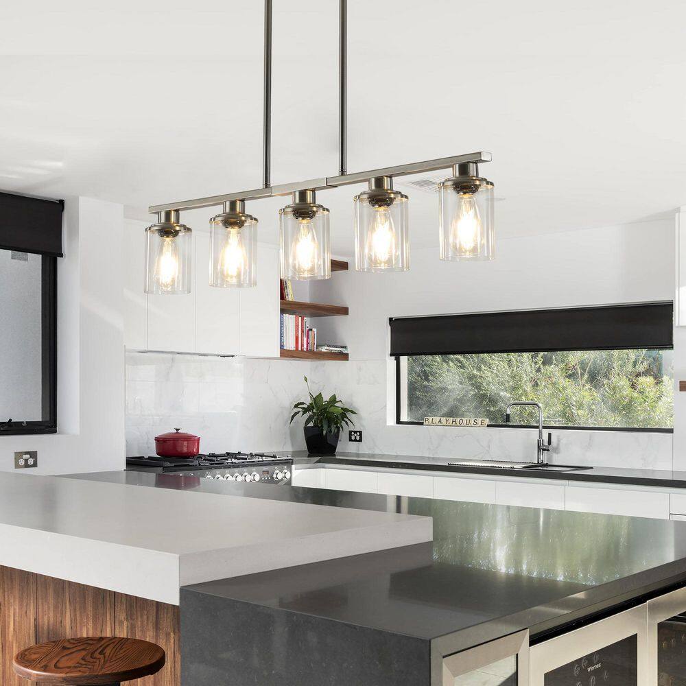 37 in 5-light Luxury silver glass Chandelier Large Ceiling Lighting for Living Room Dining Room Bedroom ClearGlass Shade price history on PriceWatchPro