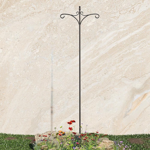 Fuchsia 84 in. Black Steel Deluxe Double Shepherd Hook (30 lbs. Max. Weight Capacity)