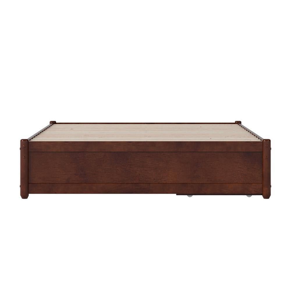 Barcelona Walnut Full Wood Panel Platform Bed with Storage Drawers