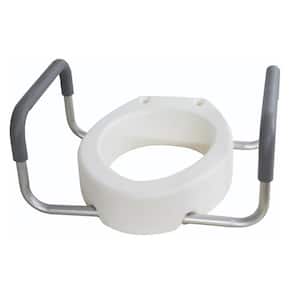14 in. x 19.5 in. Elongated Padded Aluminum Arms Elevated Toilet Seat in White