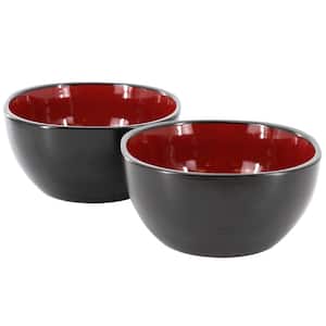 Urban Cafe 2 Piece 6 Inch Round Stoneware Bowl Set in Red