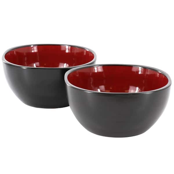Gibson Home Urban Cafe 2 Piece 20fl. oz.  6 Inch Round Stoneware Bowl Set in Red