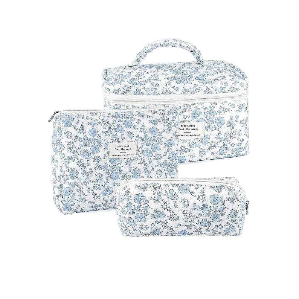 Pink Quilted Luggage Set-3Pcs Cosmetic Bags for Women, Travel Makeup Pouch, Toiletry Organizer, Vintage Style