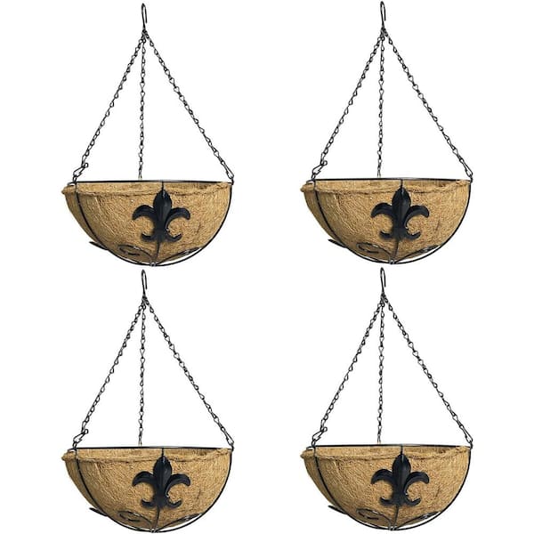 12 in. Plant Hanger Basket with Spade Design Hanging Flower Metal Planter Basket Ideal for Fences, Sword (4-Pack)