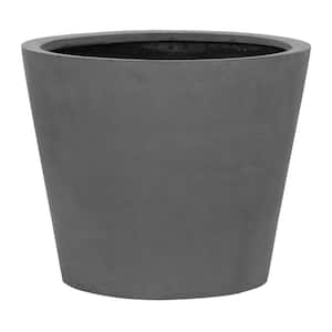 Bucket Small 16 in. Tall Grey Fiberstone Indoor Outdoor Modern Round Planter