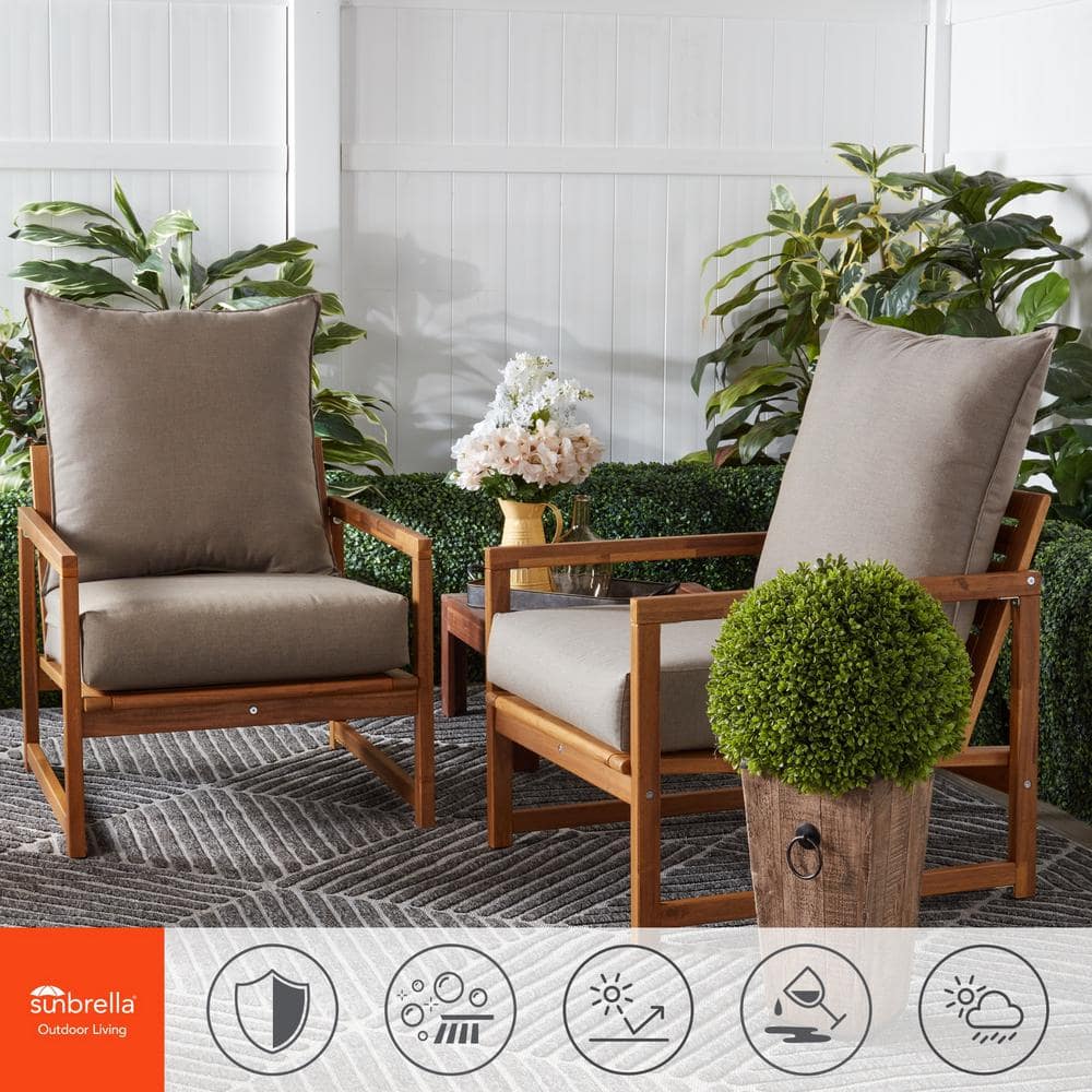 Sunbrella Cast Shale Two-Piece Foam Outdoor Chair Cushion Set