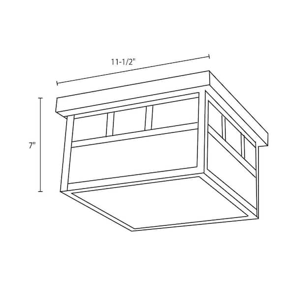 Mission Bronze Square Outdoor Flush Mount 2-Light Ceiling Fixture Honey Glass