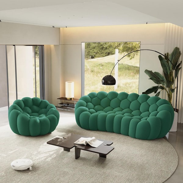 Magic Home 98 in. 4-Seater Bubble Curved Couch with 3D Honeycomb