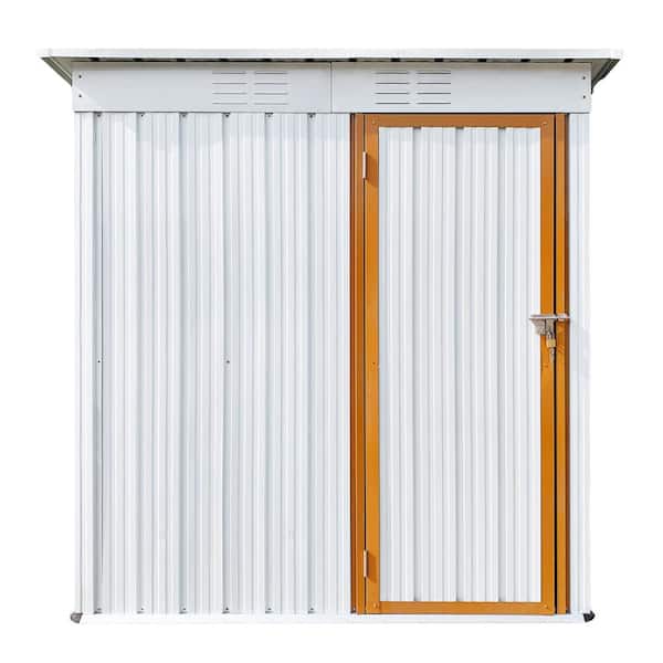 Unbranded 5 ft. W x 4 ft. D Metal Garden Shed for Outdoor Storage with Single Lockable Door in White and Yellow (20 sq. ft.)