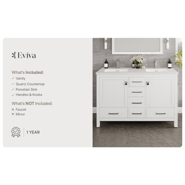 Eviva London 20-in Gray Undermount Single Sink Bathroom Vanity With White Quartz Top TVN414-20X18GR-Q At