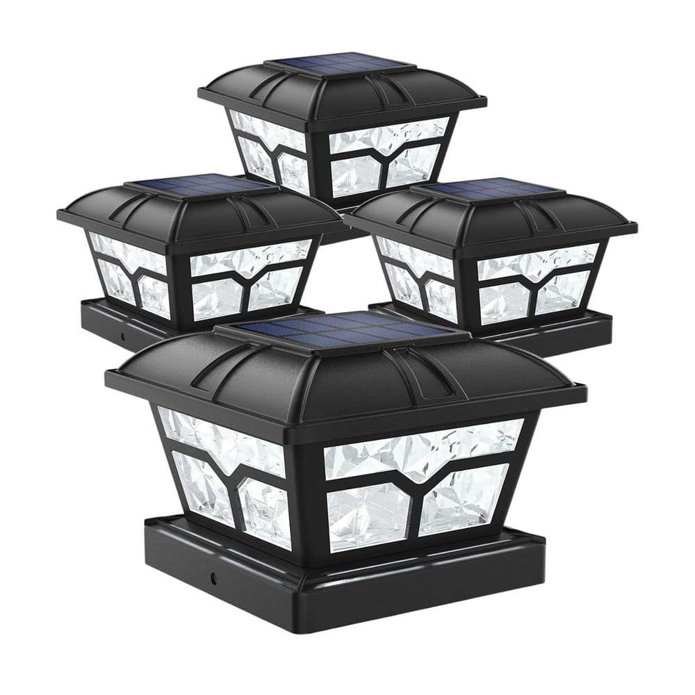 Solar Powered ABS Outdoor Post Cap Lights 2-Color Modes Warm and Cool White Waterproof for Fence Deck 4-Pack price history on PriceWatchPro
