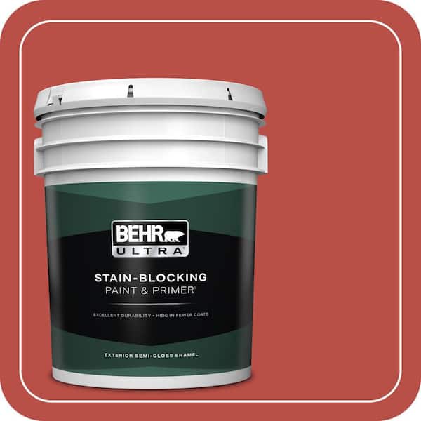 BEHR ULTRA 5 gal. Home Decorators Collection #HDC-MD-16 Cherry Red Semi-Gloss Enamel Exterior Paint & Primer