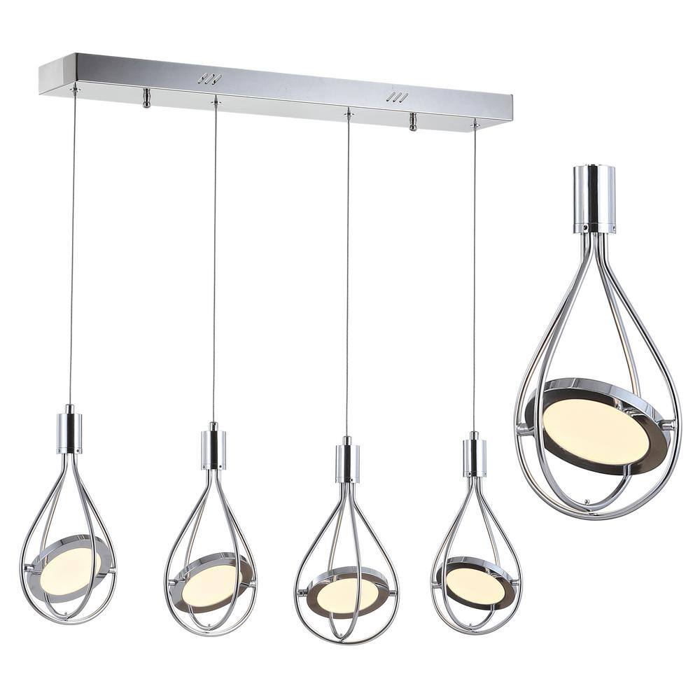 Orion Minimalistic Glam 4-Light Polished Chrome LED Pendant