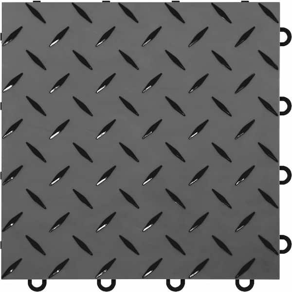 FLOORINGINC Nitro Pro 5/8 in. Garage Tiles, Graphite/Black, 12 in. x 12 in., 40-Pack, Covers 40 sq. ft., Interlocking Floor Tiles