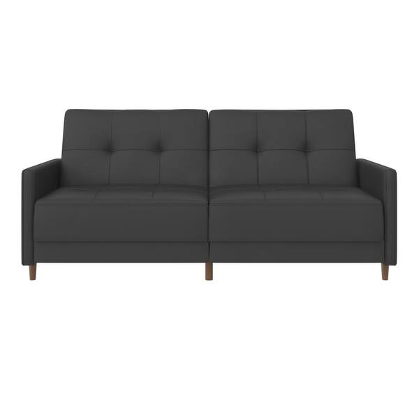 DHP Kory Gray Faux Leather Coil Futon DE21668 - The Home Depot