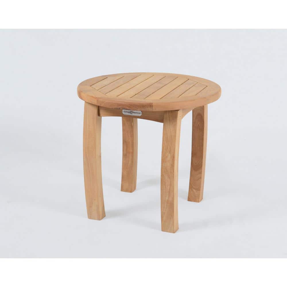 Jakarta 20" Round Teak Wood Outdoor Side Table
