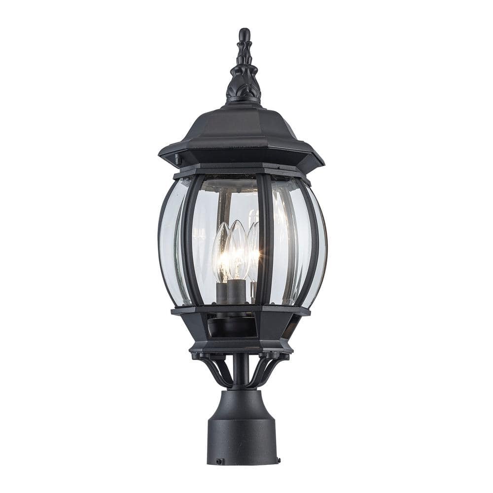 Parsons Traditional 22" Black Post Mount Lantern with Clear Beveled Glass