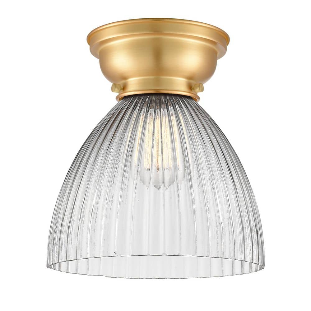 Seneca Falls 9.5 in. 1-Light Satin Gold Traditional Flush Mount with Clear Glass Shade price history on PriceWatchPro