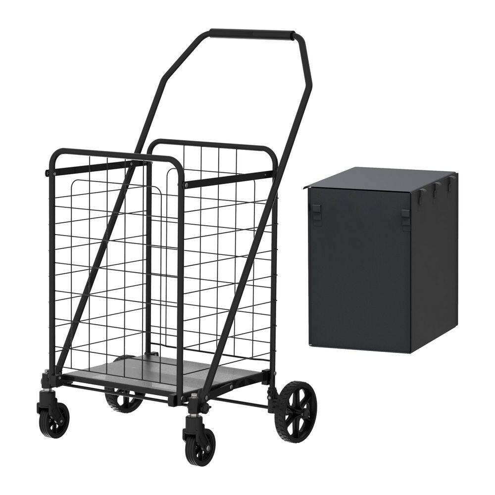 Avex 200 lb. Capacity Hand Truck Foldable Shopping Cart with Double Basket and 360° Rolling Swivel Wheels price history on PriceWatchPro