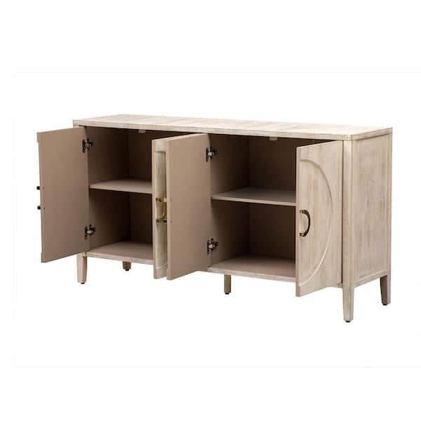 COWLOWN 59.8 in. W x 15.7 in. D x 32 in. H Bathroom Beige Linen Cabinet