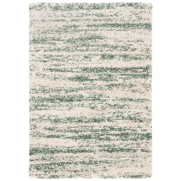 Hudson Shag Ivory/Green 2 ft. x 3 ft. Marble Area Rug