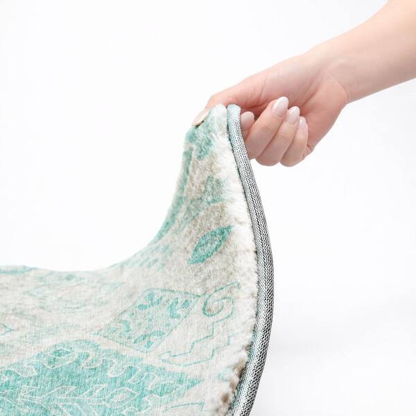 Dream Shag Premium Machine Washable Abstract ADS776 Teal 5 ft. x 7 ft. 6 in. Area Rug