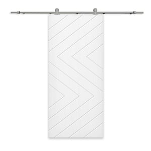 42 in. x 96 in. White Stained Composite MDF Paneled Interior Sliding Barn Door with Hardware Kit