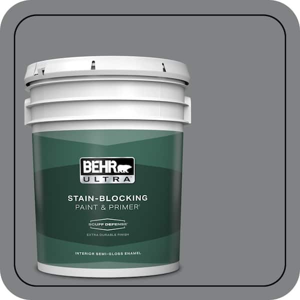 BEHR ULTRA 5 gal. #PPU26-03 Legendary Gray Extra Durable Semi-Gloss Enamel Interior Paint & Primer