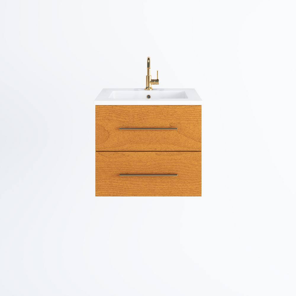 Napa 24 in. W x 20 in. D Single Sink Bathroom Vanity Wall Mounted In Pacific Maple with Acrylic Integrated Countertop price history on PriceWatchPro