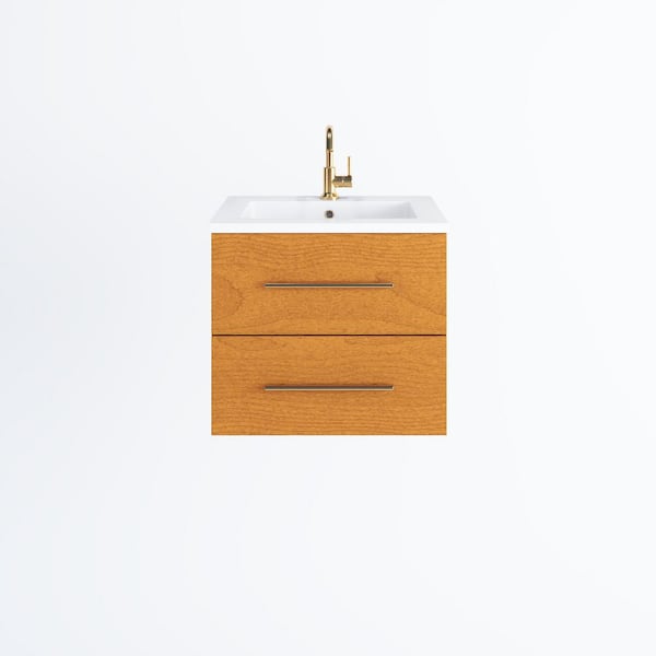 Napa 24 in. W x 20 in. D Single Sink Bathroom Vanity Wall Mounted In Pacific Maple with Acrylic Integrated Countertop