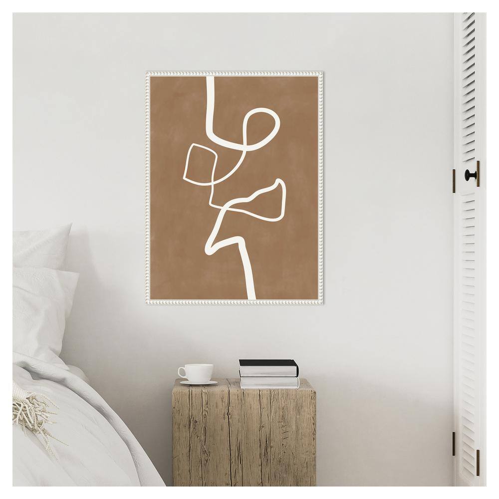 Beaded Framed Abstract Brown and White Canvas Art