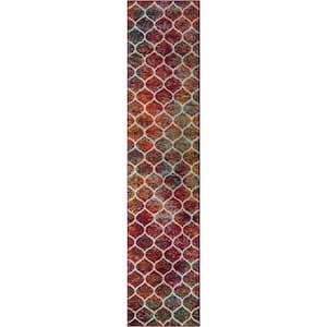 Trellis Frieze Rounded Multi 2 ft. 7 in. x 12 ft. Area Rug