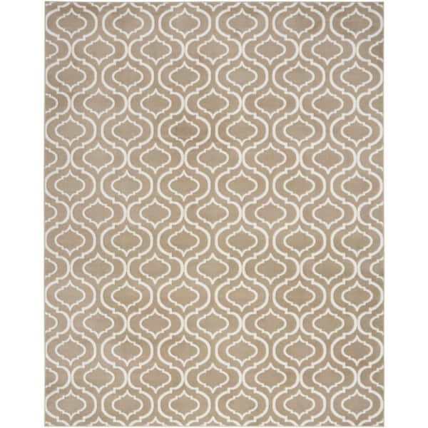 8 ft. x 10 ft. Taupe and Ivory Trellis Non Skid Area Rug