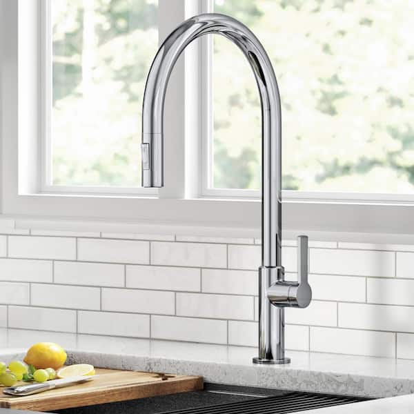 Oletto High-Arc Single-Handle Pull Down Sprayer Kitchen Faucet in Chrome
