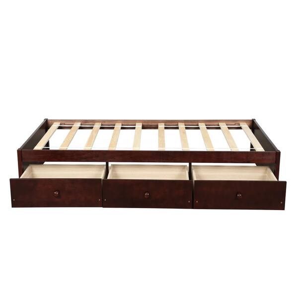 Wooden Platform Storage Bed With, Twin Size Cherry Bed Frame